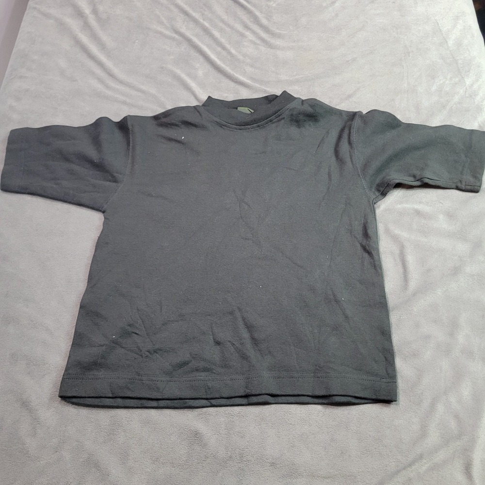 Trails Kids Black Mock Neck Short Sleeve T-Shirt 100% Cotton Size Large 10879